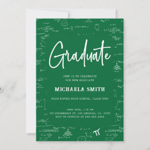Elegant Green Graduate Math Graduation Invitation