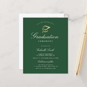 Elegant green graduation ceremony invitation