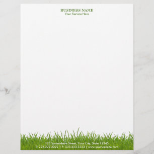 Elegant Green Grass Plain Business Personalized Letterhead