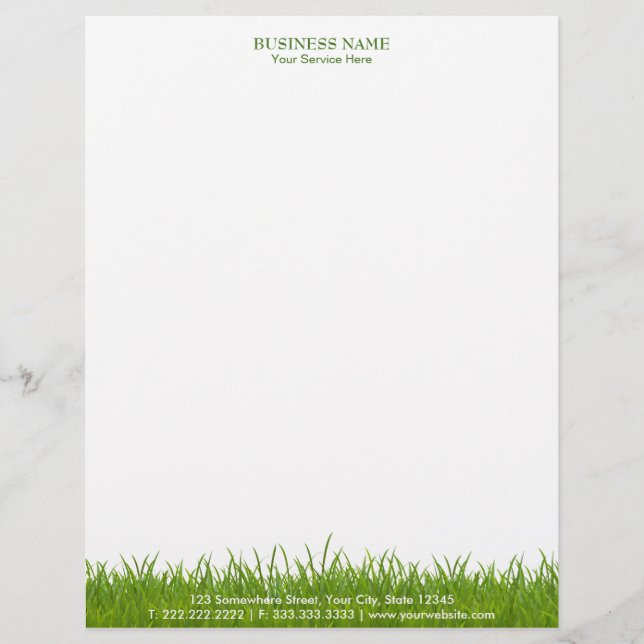 Elegant Green Grass Plain Business Personalized Letterhead (Front)