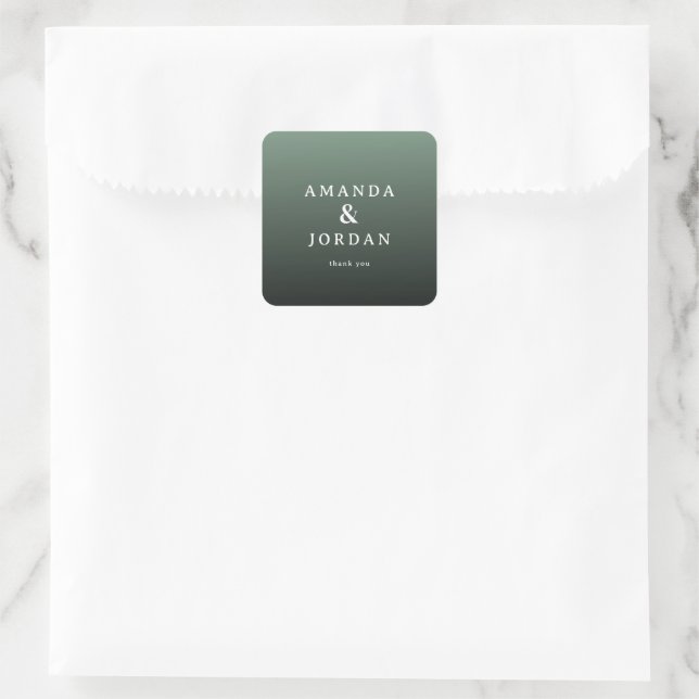 Elegant Green Gratitude Card Square Sticker (Bag)