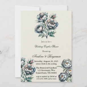Elegant Green Grey Bouquet Wedding Couples Shower  Invitation