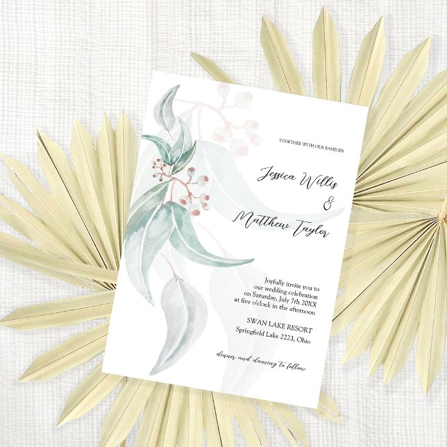 Elegant Green-Grey Eucalyptus Watercolor Art Invitation (Creator Uploaded)