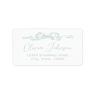Elegant Green Hand Drawn Bow Return Address Label