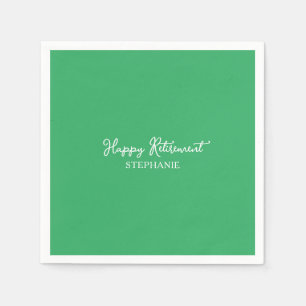 Elegant Green Happy Retirement Napkin