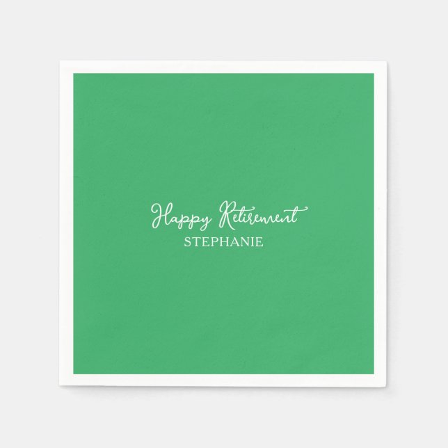 Elegant Green Happy Retirement Napkin (Front)
