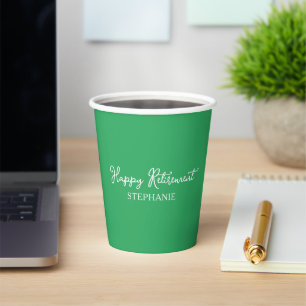 Elegant Green Happy Retirement Paper Cups