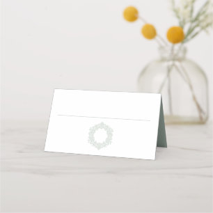 Elegant Green Heirloom Crest Wedding Place Card
