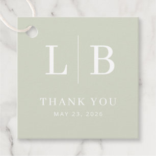 Elegant Green Initials Favour Tags