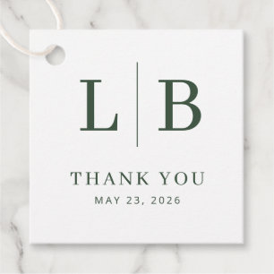 Elegant Green Initials Favour Tags