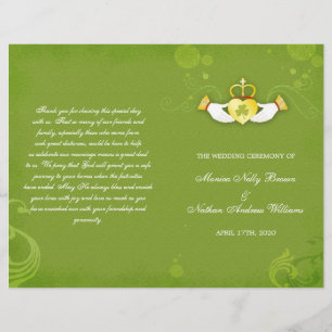 Elegant Green Irish Bi Fold Wedding Programs