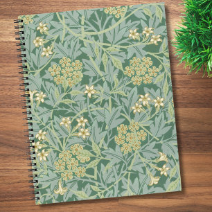Elegant Green Jasmine Botanical Pattern Notebook