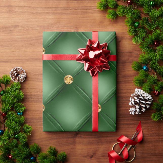 Elegant Green Jewels Bling Sparkle Chic Wrapping Paper (Holiday Gift)