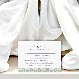 Elegant Green Lace Wedding Response Card