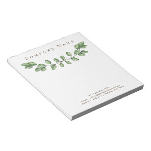Elegant Green Leaf Company Name Notepad