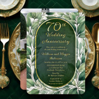 Elegant Green Leaves 70th Wedding Anniversary