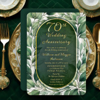 Elegant Green Leaves 70th Wedding Anniversary