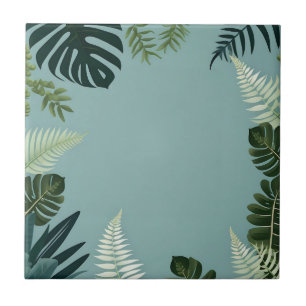Elegant Green Leaves and Fern Tile