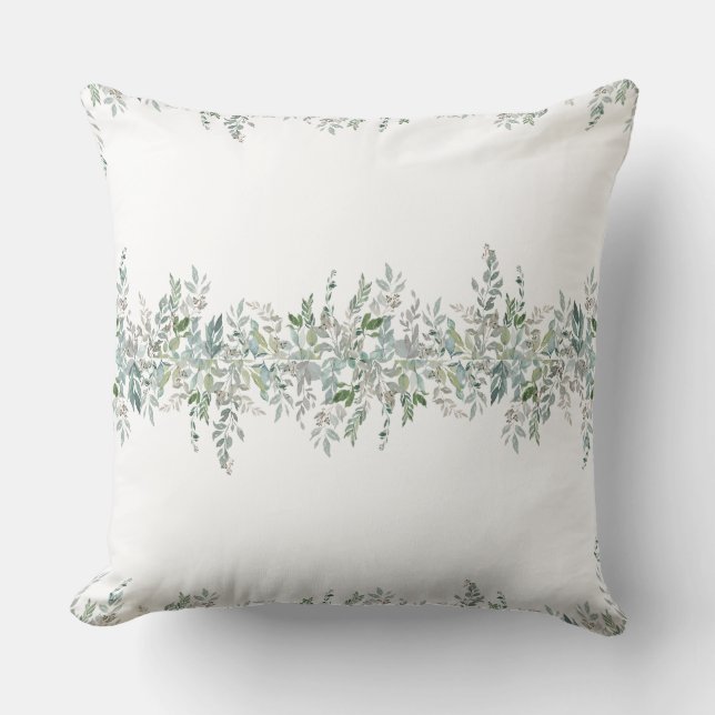 Elegant Green Leaves Design Cushion (Front)