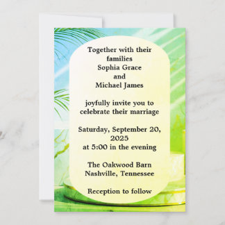 Elegant Green Leaves Nature Design | Minimal Botan Invitation