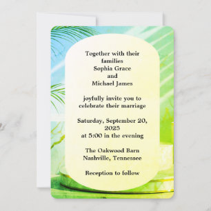 Elegant Green Leaves Nature Design   Minimal Botan Invitation