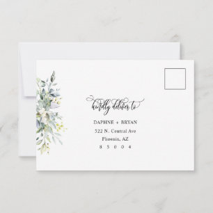 Elegant Green Leaves Response Card 3 meal choice