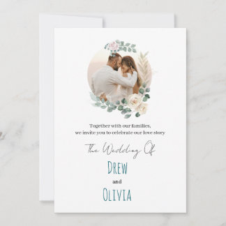 Elegant Green Leaves Wedding Invitation