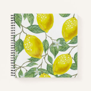 Elegant Green Leaves & Yellow Lemons Notebook