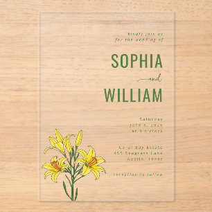 Elegant Green Lily Wedding Invitation