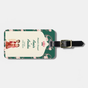 Elegant Green Lotus Lanterns Mehndi Sanget Wedding Luggage Tag