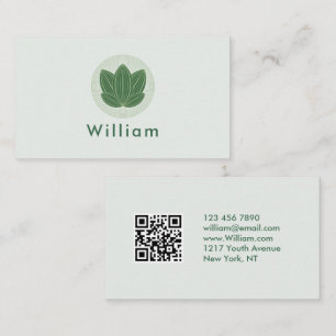 Elegant Green Lotus Leaf Eco Wellness Business Car Card