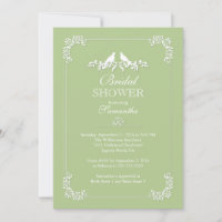 Elegant Green Love Birds Bridal Shower