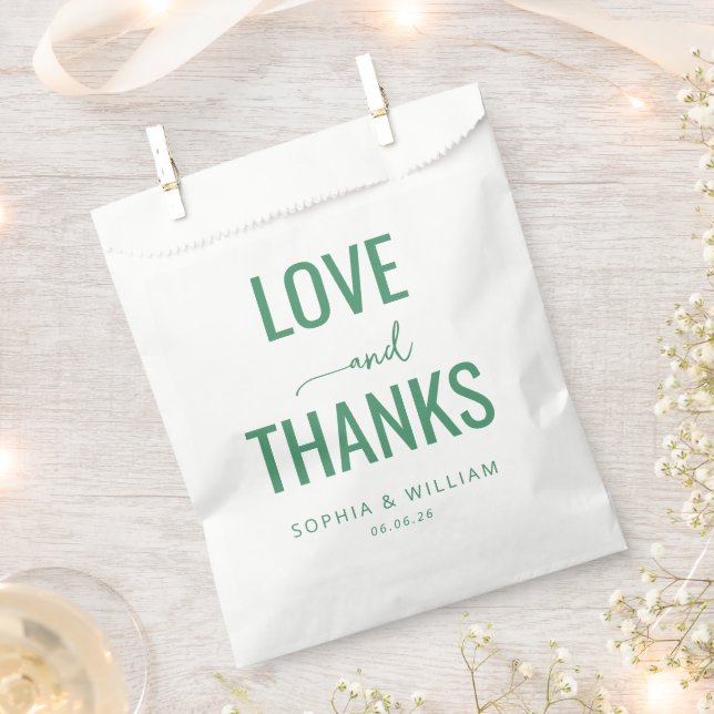 Elegant Green Love Thanks Favour Bags (Clipped)