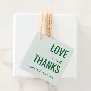 Elegant Green Love Thanks Favour Tags