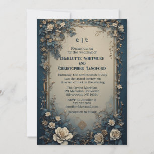 Elegant Green Luxurious White Roses Floral Wedding Invitation