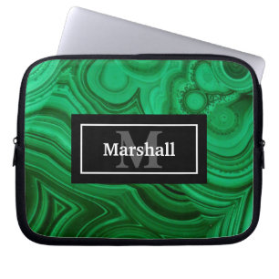 Elegant Green Malachite Rock Design Laptop Sleeve