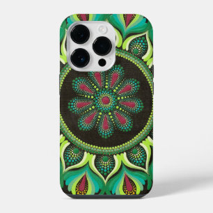 Elegant Green Mandala Bohemian Zen Minimalist iPhone 14 Pro Case