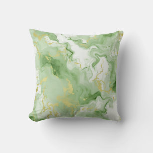 Elegant Green Marble Faux Gold Glitter Effect 0 Cushion