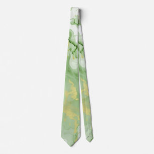 Elegant Green Marble Faux Gold Glitter Effect 0 Tie