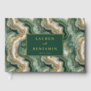 Elegant Green Marble Pattern Guest Book