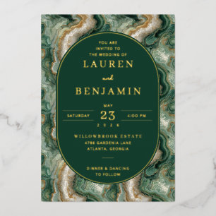 Elegant Green Marble Wedding Invitation