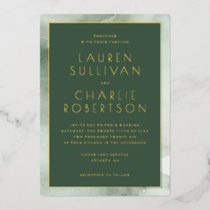 Elegant Green Marble Wedding Invitation