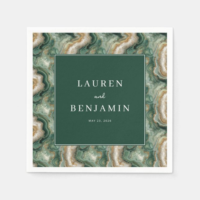 Elegant Green Marbled Texture Napkin (Front)
