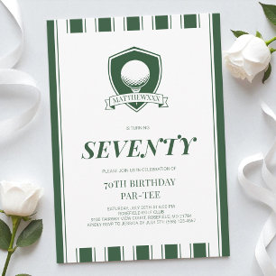 Elegant Green Men Golf Par-Tee 70th Birthday Party Invitation