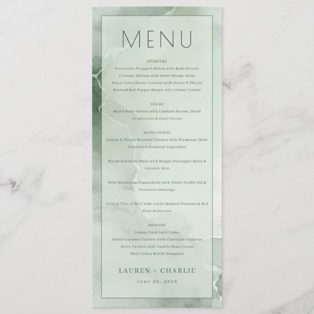 Elegant Green Menu Template (Front)