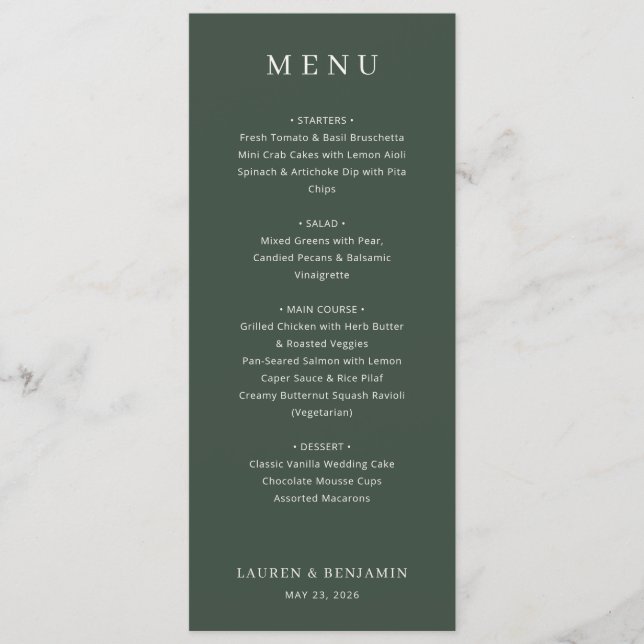 Elegant Green Menu Template (Front)