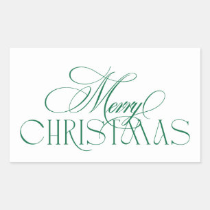 Elegant Green MERRY Christmas Wrapping Rectangular Sticker