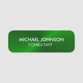 Elegant Green Metallic Professional Business Name Tag