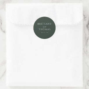 Elegant Green Minimalist Calligraphy Classic Round Sticker