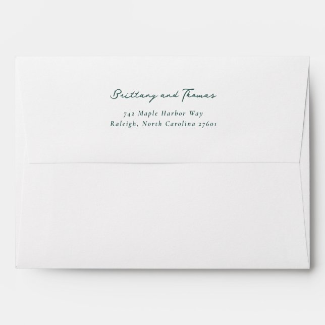 Elegant Green Minimalist Calligraphy Envelope (Back (Top Flap))